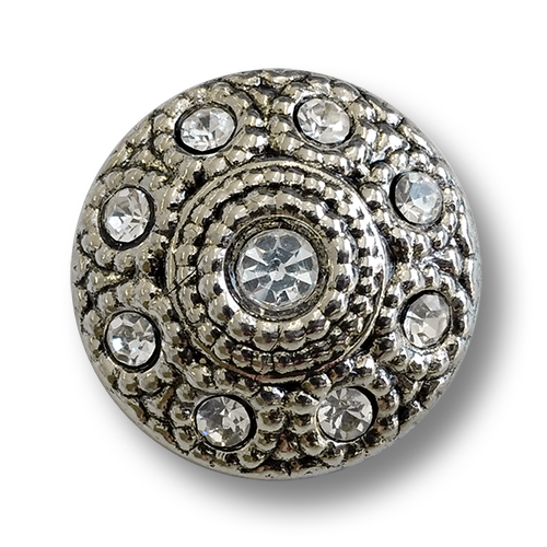 www.knopfparadies.de - 6150si - Silberfarbene Schmuckknöpfe mit Glitzersteinen