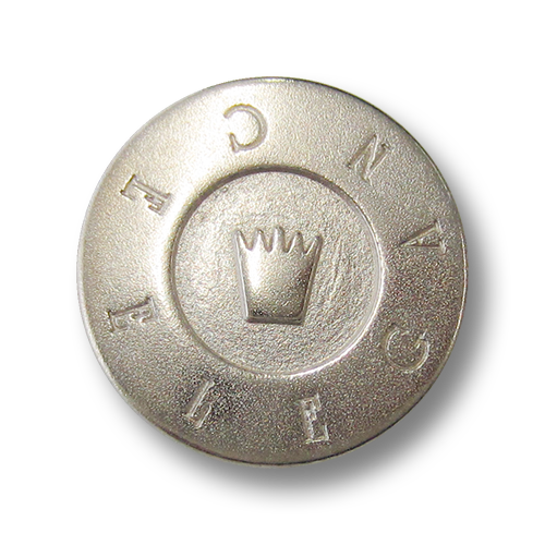 Silberfarbene Metall Ösen Knöpfe mit Krone und Schriftzug "Elegance"