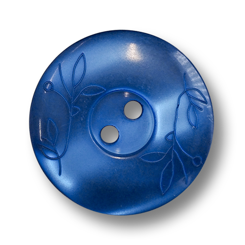 www.knopfparadies.de - 6193kb - Blau schimmernde Kunststoffknöpfe mit zartem Floralmotiv