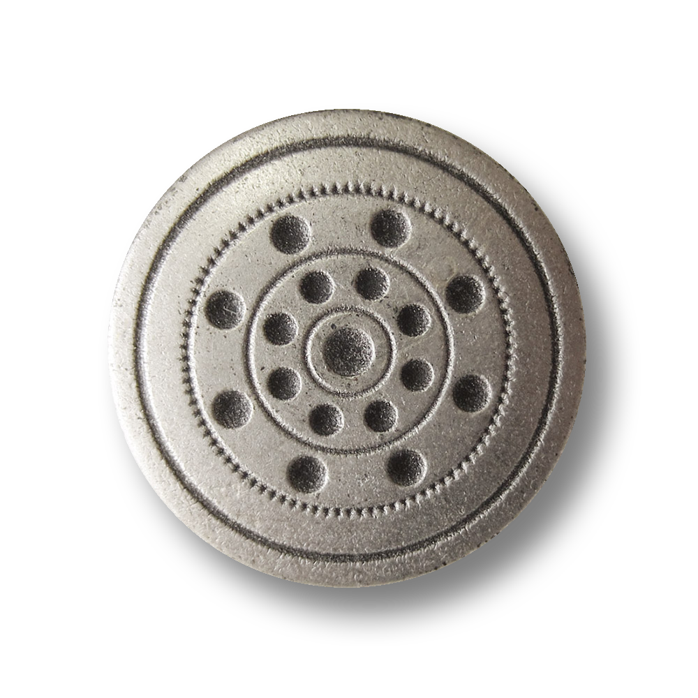 www.Knopfparadies.de - 0108as - Silberne Metallknöpfe mit Punkten und Kreisen