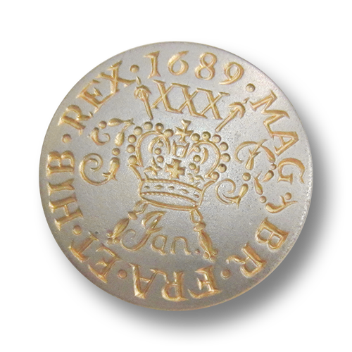 www.Knopfparadies.de - 3977mg - Edle Münzknöpfe aus Metall in Gold & Silber