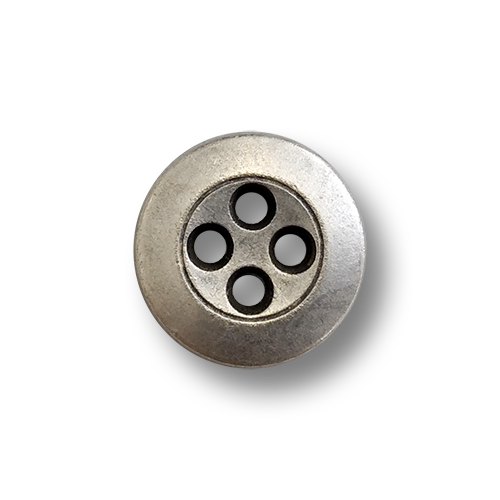 www.knopfparadies.de - 6514as - Altsilberfarbene, kleine Metallknöpfe mit vier Knopflöchern