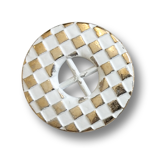 www.knopfparadies.de - 2186gw - Verrückte Metallknöpfe, flach mit Quadratmuster - günstige B-WARE!