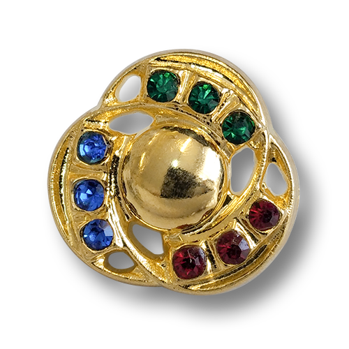 www.knopfparadies.de - 6085go - Goldfarbene Schmuckknöpfe mit Glitzersteinen