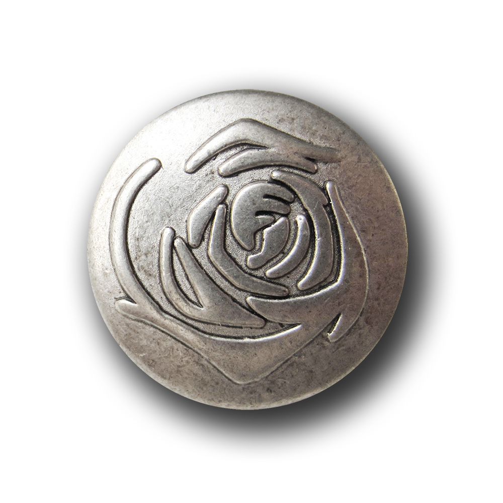 Traumhaft schöner altsilberfarb. Metallknopf mit Rose