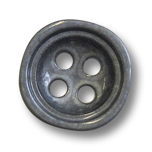 www.knopfparadies.de - 3918st - Grau Metallic schimmernde Kunststoffknöpfe, tief nach innen gewölbt