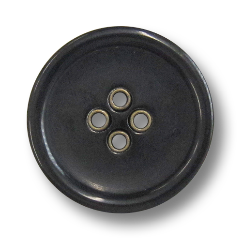www.knopfparadies.de - 5981sm - Schwarze Kunststoffknöpfe mit messingfarbenen Knopflöchern