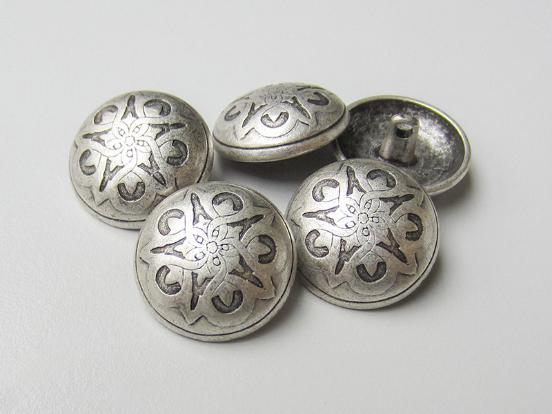 www.knopfparadies.de - 0463sm - Altsilberfarbene Trachtenknöpfe aus Metall
