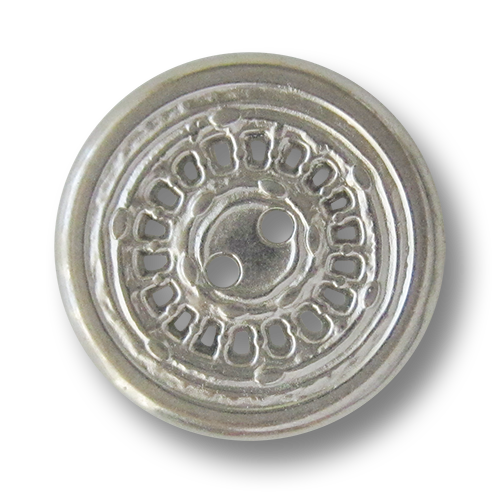 www.Knopfparadies.de - 5959si - Originelle Zweilochknöpfe aus Metall in Silber mit Durchbruch
