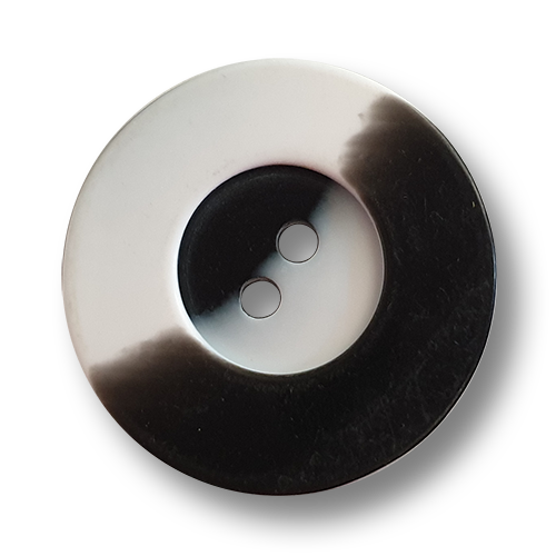 www.knopfparadies.de - 2353sc - Schwarz-weiße Kunststoffknöpfe mit zwei Löchern