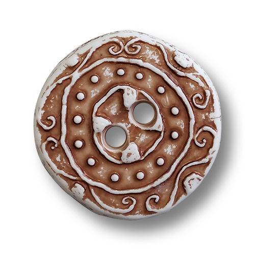 www.knopfparadies.de - 6547br - Braun-Weiß gemusterte Trachtenknöpfe aus Kunststoff