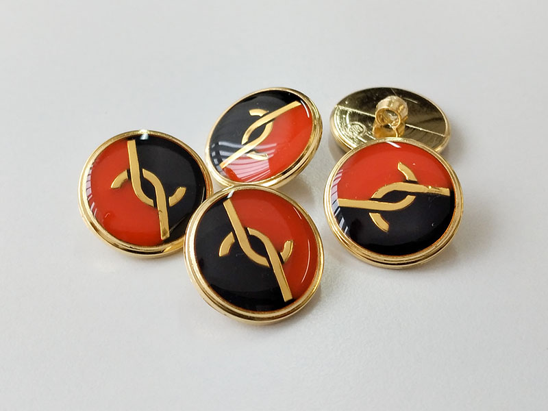 www.knopfparadies.de - 5451ro - Leichte Blazerknöpfe in gold, schwarz und rot