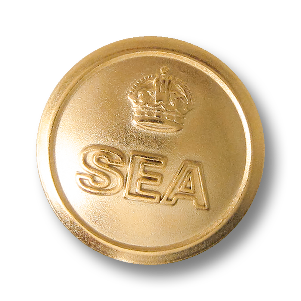 Ösenknopf aus Metall in Gold mit Schriftzug "SEA" & Krone