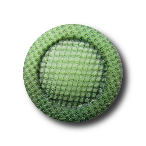 Restposten:  7 Kunststoff Knöpfe – grün schimmernd – rund– ca.18mm – Öse