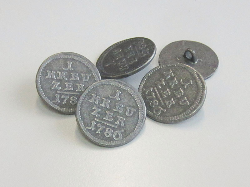 www.knopfparadies.de - j057as - Historisch anmutende Münzknöpfe aus Metall: 1 Kreuzer