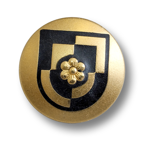 www.knopfparadies.de - 4584gs - Wunderschöne Blazerknöpfe, goldfarben und schwarz, mit Wappen