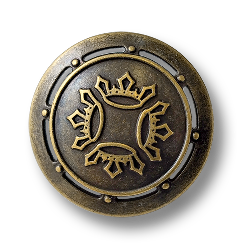 www.knopfparadies.de - 1264am - Altmessingfarbene Metallknöpfe mit Motiv: Krone