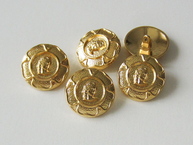 www.Knopfparadies.de - 4404go - Goldene Metallknöpfe mit historischem Motiv
