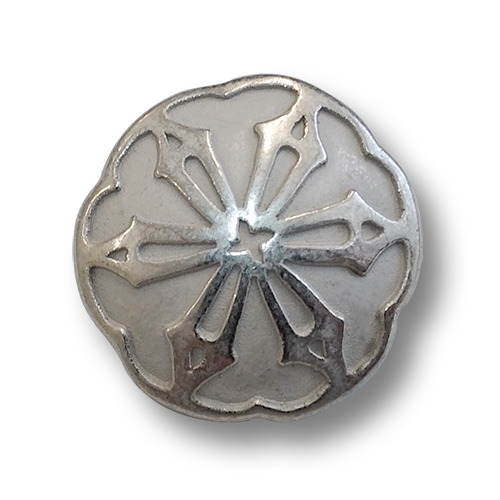 www.knopfparadies.de - 0353si - Silberfarbene Metallknöpfe mit Blütenmotiv