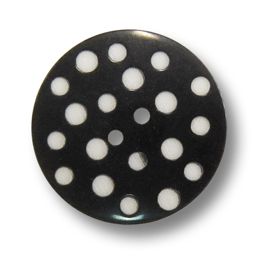 www.knopfparadies.de - 3942sw - Schwarze Kunststoffknöpfe mit weißen Punkten