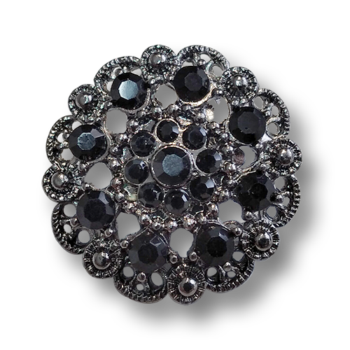 www.knopfparadies.de . 5752cs - Schwarz funkelnden Glitzerknöpfe aus Metall