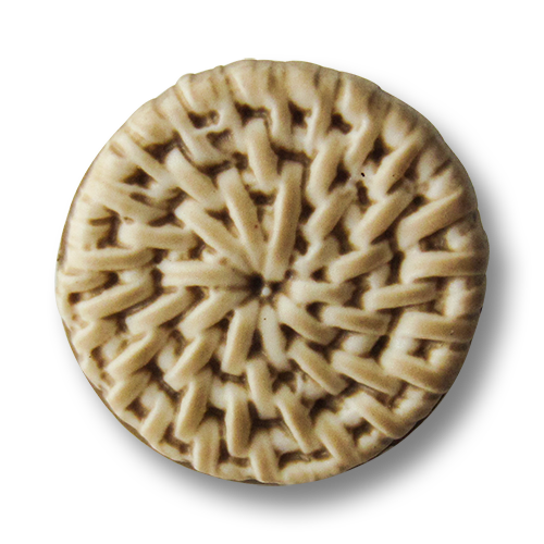 www.Knopfparadies.de- 5287be - Beige Kunststoffköpfe wie geflochtener Bast
