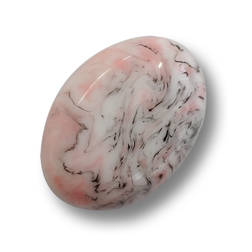 www.knopfparadies.de - 4537ps - Ovale Kunststoffknöpfe, pink und weiß und schwarz marmoriert