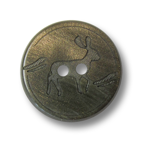 Moos grün goldfarbene Zweiloch Kunststoff Knöpfe mit Hirsch