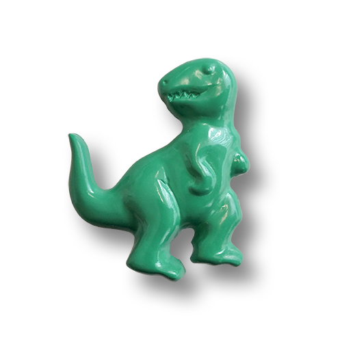 www.knopfparadies.de - 6496gn -  Grüne Kinderknöpfe: T-Rex