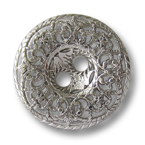 www.knopfparadies.de - 5746si - Bezaubernde Metallknöpfe in silber mit filigranem Durchbruchmuster