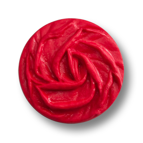 www.knopfparadies.de - 6509ro - Knallrote Kunststoffknöpfe wie Rosenblüten