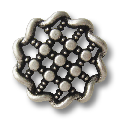 www.Knopfparadies.de - 5325as - Tolle Metallknöpfe in Altsilber mit Durchbruch Gitter