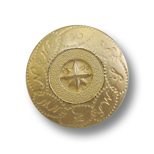 www.knopfparadies.de - 5398mg - Matt goldfarbene Kunststoffknöpfe mit Kompass Motiv