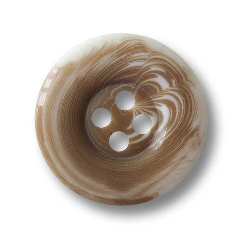 Braun weiß melierter Vierloch Kunststoff Knopf wie Milchkaffee