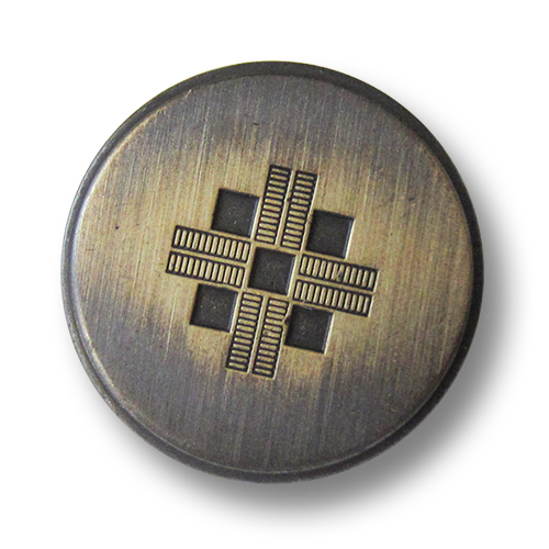 www.Knopfparadies.de - 3075am - Gebürstete Metallknöpfe mit Kreuz in Altmessing mit kleinen Mängeln