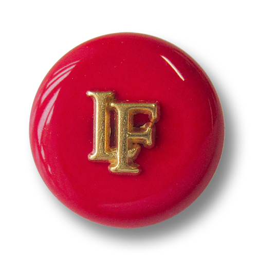 www.Knopfparadies.de - 3527ro - Leuchtend rote Modeknöpfe mit Designer Logo