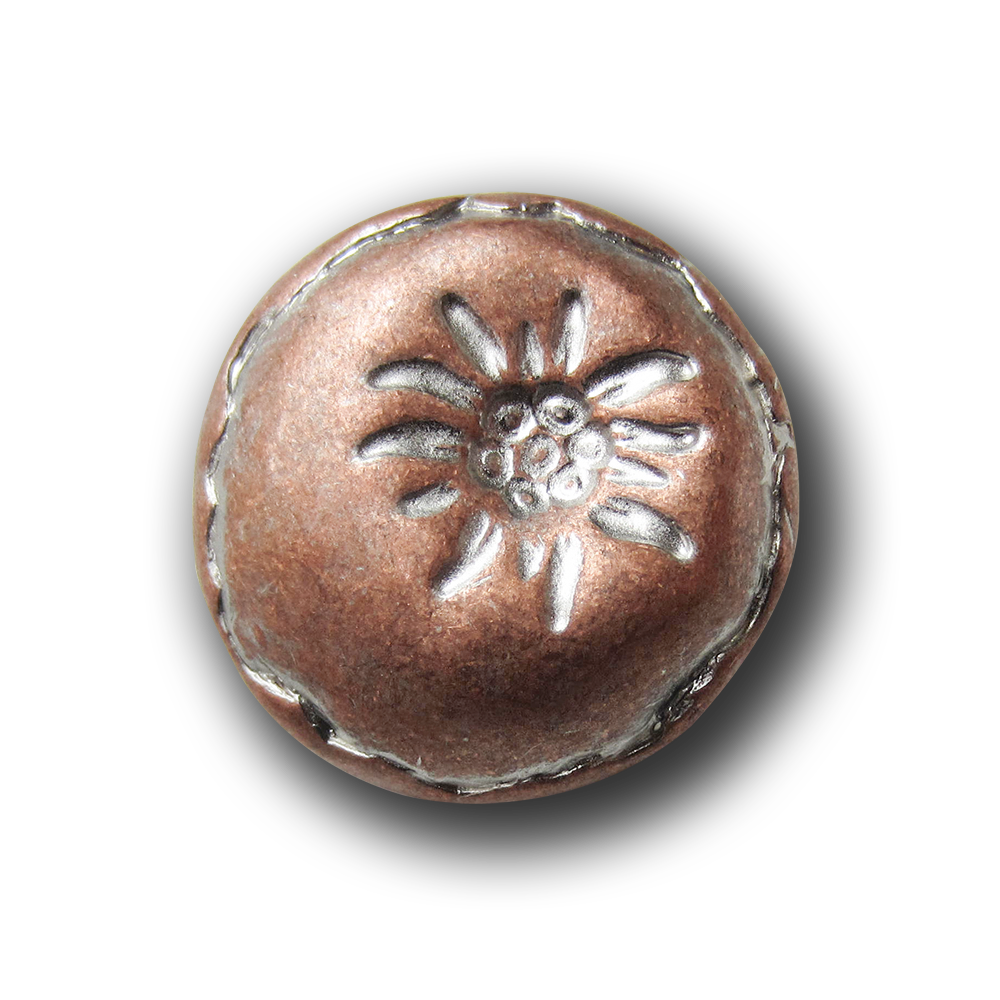 Uriger Trachtenknopf mit Edelweiss in Bicolor-Optik