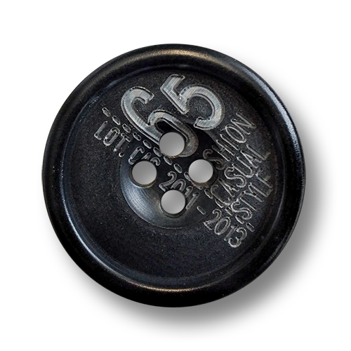 www.knopfparadies.de - 4264sc - Schwarze Steinnussknöpfe mit Muster
