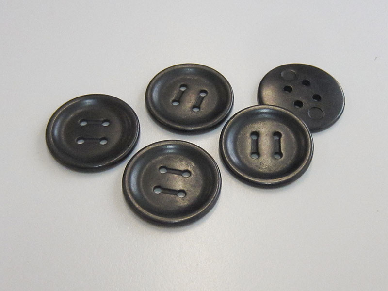 www.knopfparadies.de - 5757an - Anthrazitfarbene Metallknöpfe mit vier Löchern