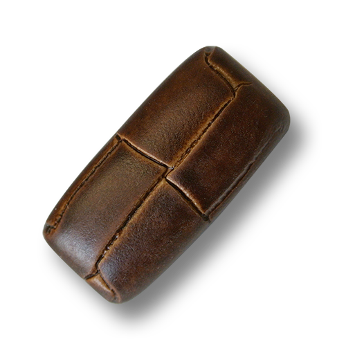 Brauner rechteckiger Knebel Knopf in Leder Optik