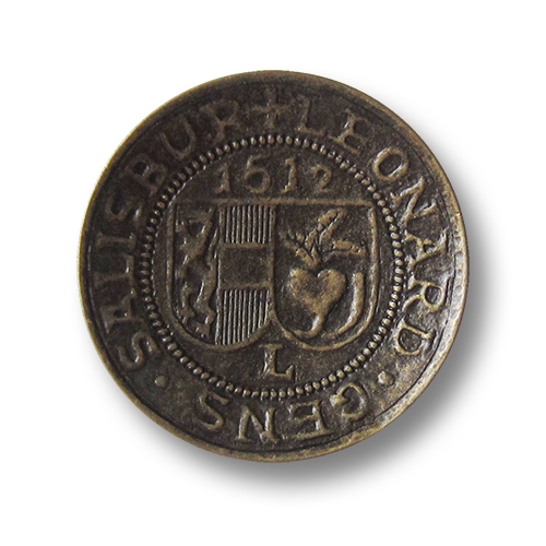 www.knopfparadies.de - 0646am - Historische Münzknöpfe, altmessingfarbene mit Motiv: Erzbistum Salzburg
