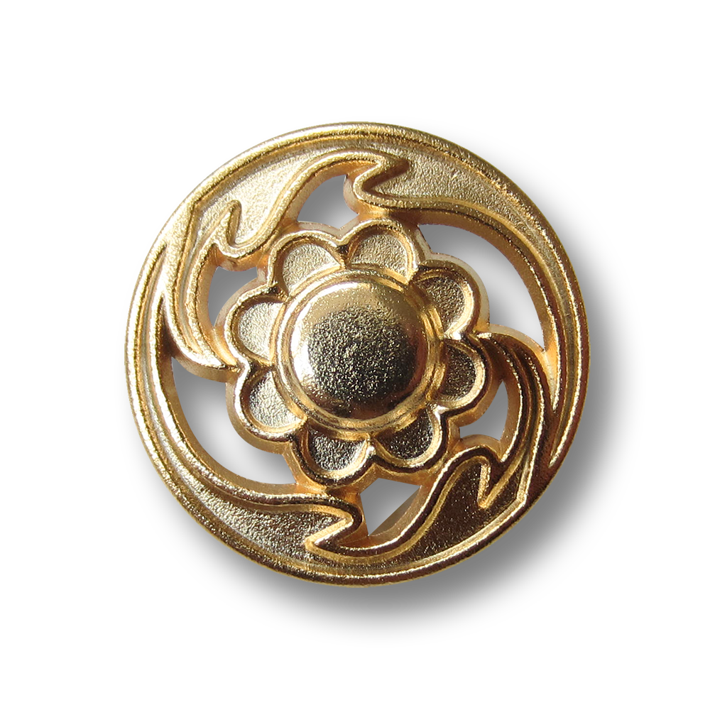 Nostalgischer Blumen Metall Knopf mit Durchbruch