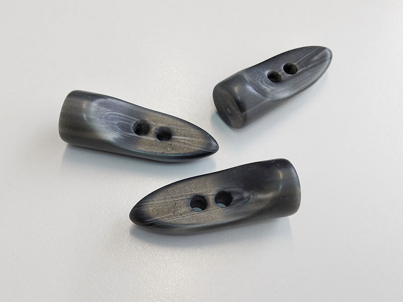 www.knopfparadies.de - 0200gr - Grau gemaserte Knebelknöpfe - günstigere B-WARE