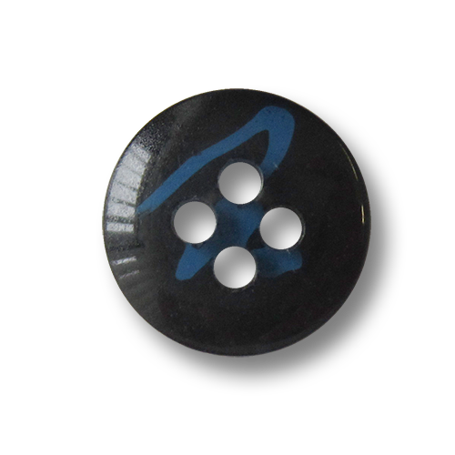 www.Knopfparadies.de - 1557bs - Freche schwarz blaue Knöpfe mit orginellem Muster
