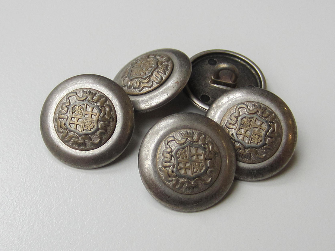 Edler Wappen Metall Knopf mit Krone, Kreuz & Löwe
