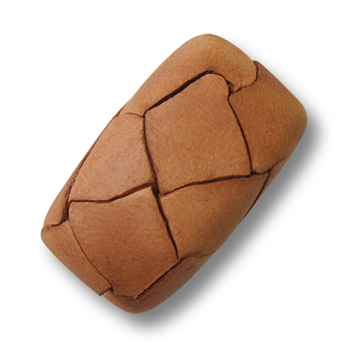 www.knopfparadies.de - l042tc - Viereckige Lederknöpfe in beige / terracotta