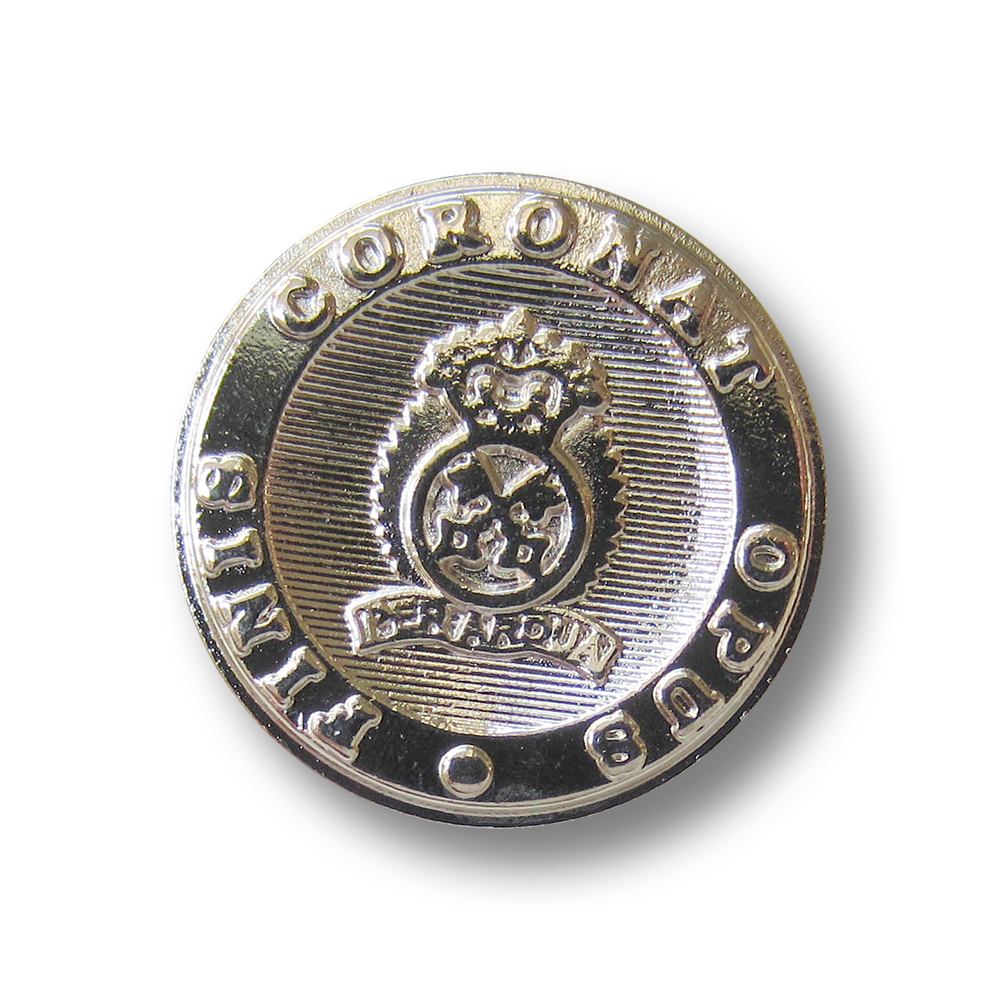 Eleganter glänzend silberfarbener Wappen Metall Knopf