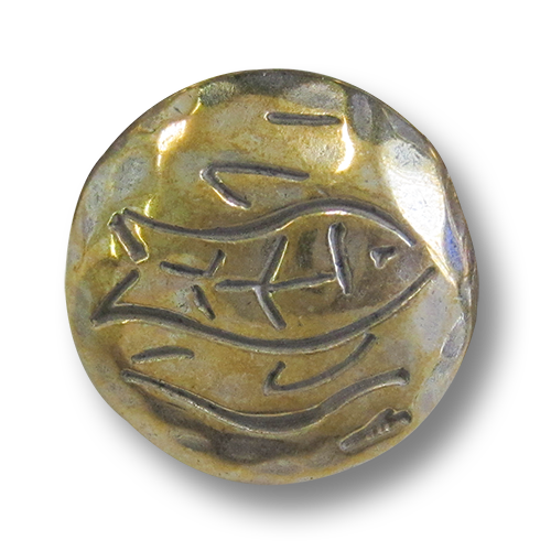Metallknopf mit Fisch-Motiv