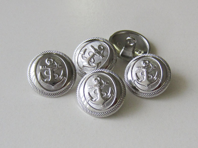 www.knopfparadies.de - f070si - Metallknöpfe (nickelfrei) in glänzend silber mit Motiv: Anker