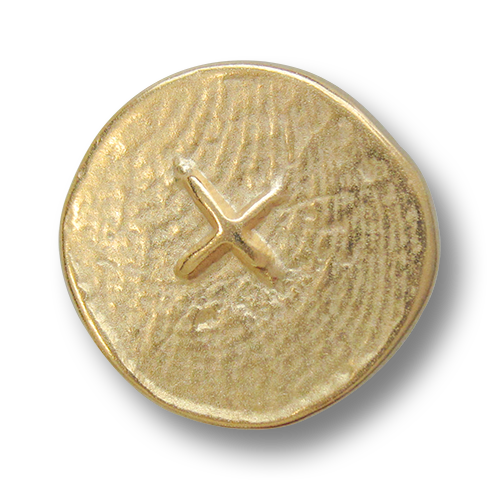 www.knopfparadies.de - 2528gm - Matt goldfarbene Metallknöpfe mit Kreuz